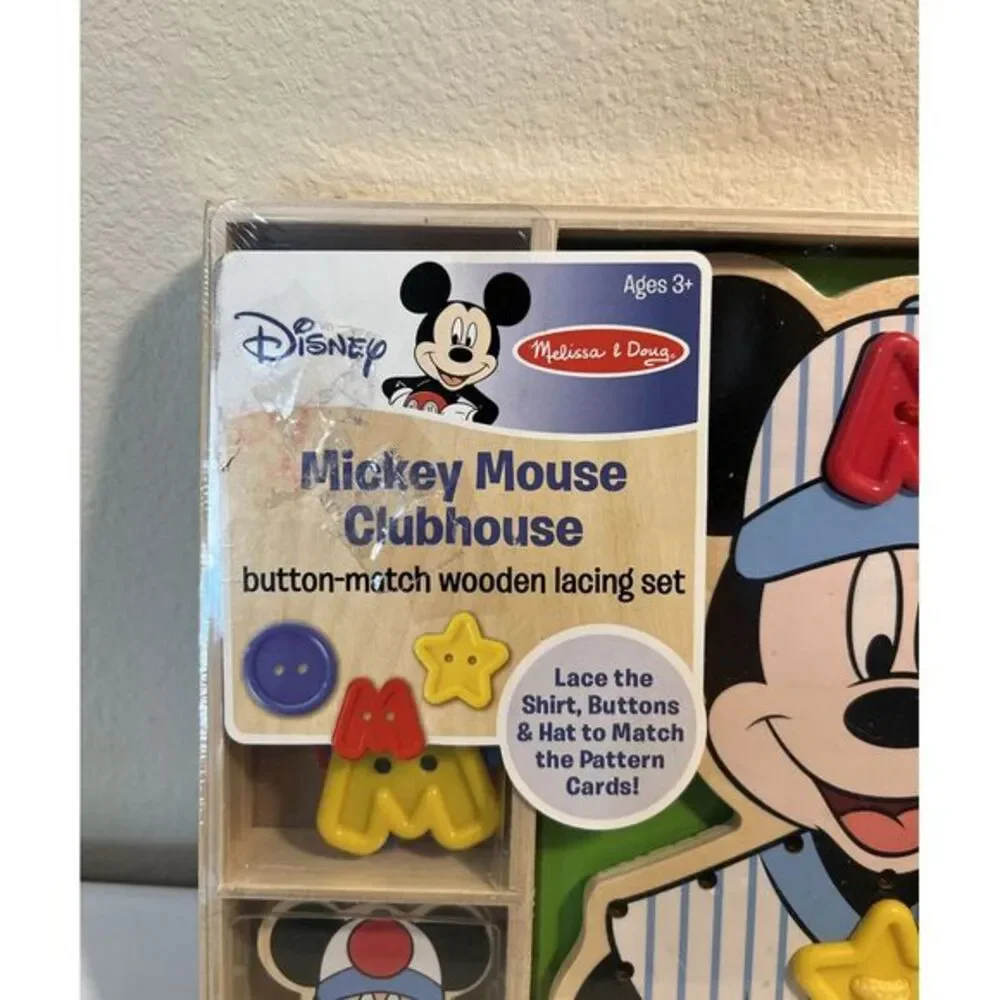 Mickey Mouse Clubhouse Button Match Wooden Lacing Set #5794 NIB‎ Educational Toy